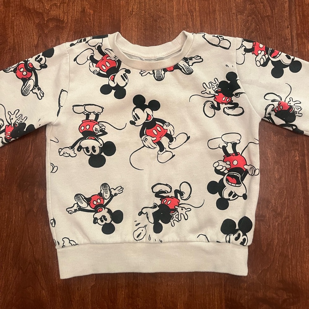 Disney Mickey Mouse Kids Sweatshirt - Cream and Red